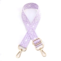 Adjustable lavender and white geometric rhombus pattern bag strap with gold metal hooks - No.8 Purple