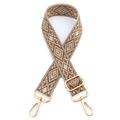 Tracolla regolabile in tessuto con motivo geometrico a rombi e fibbie dorate - Chiusura in Argento / N. 9 Marrone Beige