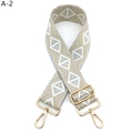 Detail of champagne gold geometric diamond weave bag strap with gold lobster clasps - Silver Clasp / A-2 Khaki White Gray