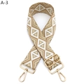 Detail of wide bohemian geometric strap with gold lobster clasps and metal buckle - A-3 Deep Khaki