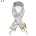 Detail of adjustable wide shoulder strap with grey and gold chevron weave and metal buckles - A-7 Gray Silver