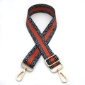 Adjustable leopard print wide shoulder strap with orange stripe and gold metal hooks - Orange