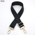 Detail of black woven shoulder strap with embossed geometric pattern and gold swivel hooks - Navy Blue (W26)