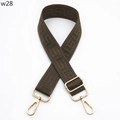 Detail of adjustable coffee brown jacquard strap with gold hooks and geometric pattern - Army Green (W28)