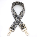 Adjustable wide replacement shoulder strap with geometric diamond pattern and gold hardware - Gold Buckle / No.2 Grey