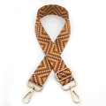 Adjustable chevron patterned woven shoulder strap with gold metal lobster clasps for handbags - Gold Buckle / No. 3 Brown