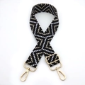 Detail of adjustable geometric wavy pattern strap with golden metal lobster clasps - Gold Buckle / Style 4 Black