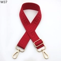 Detail of red jacquard strap with gold adjustable buckle and lobster hooks for bags - Red (W37)
