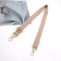 Correa tejida rosa y beige con diseño de hojas y hebillas doradas para bolsos de mano - Hebilla Dorada / Rosa