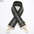 Adjustable wide replacement strap with black and white geometric rhombus pattern - Black Matcha Green (S-9)