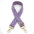 Adjustable geometric purple lattice shoulder strap with gold-tone metal lobster clasps - No. 11 Purple