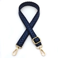 Tracolla jacquard regolabile da 2,5 cm con motivo chevron blu e ganci in metallo oro - Fibbia Oro / N. 1 Quadri Blu Nero
