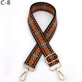 Detail of bohemian orange embroidered bag strap with golden metal hardware and hooks - C-8 Black Orange