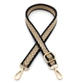 Adjustable 2.5cm herringbone jacquard bag strap with gold metal hooks and hardware - No.5 Khaki with Black Border