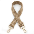Detail of adjustable woven replacement shoulder strap with gold hardware and geometric pattern - No.13 Khaki