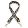 Detail of adjustable geometric arrow pattern bag strap with gold lobster clasps - No.8 Gray Khaki Arrow