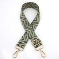 Detailed view of adjustable geometric woven strap with gold lobster clasps and buckles - No.15 Matcha Green