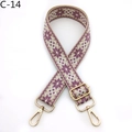 Detail of adjustable geometric strap with purple ice flower pattern and gold hooks - C-14 Purple