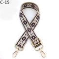 Detail of adjustable woven strap with purple snowflake patterns and gold metal hooks - C-15 Dark Purple