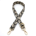 Close-up of arrow pattern woven strap with adjustable golden metal lobster clasps - No.6 Dark Gray Black Arrow