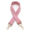 Pink and white geometric pattern replacement bag strap with golden metal swivel hooks - No.18 Pink