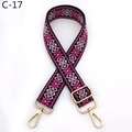 Close-up of bohemian star pattern woven shoulder strap with gold metal lobster clasps - C-17 Black Rose Red