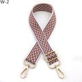 Detail of colorful zigzag woven shoulder strap with gold metal hooks and adjuster - Silver Clasp / White Light Blue (W-2)