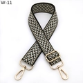 Detail of bohemian geometric pattern bag strap with golden metal swivel hooks and buckles - Silver Clasp / Matcha Green Zigzag (W-11)