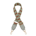 Detail of adjustable woven replacement bag strap with gold metal lobster clasps and grey PU leather - Matcha Green