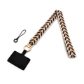 Cordino per telefono ricamato a foglie da 2,5 cm con clip a cuore dorata e inserto nero - Cinturino da Collo Marrone (Chiusura Dorata)