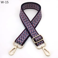 Close-up of geometric woven strap with red blue zigzag patterns and gold metal hardware - Silver Clasp / Blue Red Zigzag (W-15)