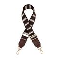 Detail of adjustable woven purse strap with brown faux leather and gold metal hardware - Brown