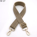 Detail of adjustable beige and black wave pattern woven bag strap with gold lobster clasps - Silver Clasp / Beige Black Zigzag (W-17)