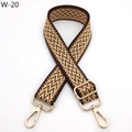 Close-up of bohemian brown and white woven purse strap with gold lobster clasps and buckles - Silver Clasp / Khaki Coffee Zigzag (W-20)