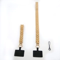 Detailed set of cotton leaf pattern phone lanyards with golden heart clasps - Gold Buckle / Yellow