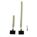 Leaf pattern phone lanyard set with long and short straps and golden heart clips - Matcha Green