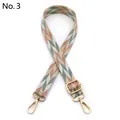 Adjustable wide woven shoulder strap with leaf pattern and gold metal hooks - No.3 Pink Lake Blue