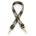 Detail of adjustable woven strap with green and brown leaf patterns and gold metal clips - No.4 Army Green