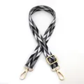 Detail of leaf pattern bag strap with gold metal buckle and swivel snap hook - No.5 Dark Gray