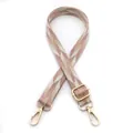 Bandoulière réglable à motif vagues rose et beige avec mousquetons métalliques dorés - Fermoir en Argent / N°6 Rose Kaki