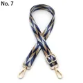 Detail of adjustable woven shoulder strap with blue and gold geometric chevron pattern - No.7 Royal Blue Khaki