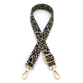Tracolla regolabile con stampa leopardata jacquard e moschettoni in metallo dorato - Fibbia Oro / Leopardo Nero Cachi