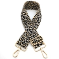 Verstellbarer breiter Schultergurt mit Leopardenmuster und Goldhaken für Umhängetaschen - Goldschnalle / Khaki-schwarzes Leopardenmuster