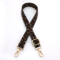 Tracolla regolabile jacquard leopardata con ganci girevoli in metallo dorato - Fibbia Oro / Stampa Leopardata Beige Nero
