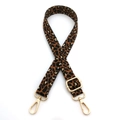 Tracolla regolabile leopardata jacquard con ganci dorati su sfondo bianco puro - Fibbia Oro / Leopardo Nero Marrone