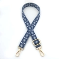 Tracolla regolabile con trama geometrica e fibbie in metallo dorato per borse - Chiusura in Argento / Blu