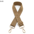 Detail of brown chevron woven bag strap with polished gold-tone metal hardware - Silver Clasp / Khaki