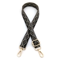 Detalle de correa ajustable para bolso con diseño de rombos y ganchos de metal dorado - Hebilla Dorada / Nº 4 Negro Gris Oscuro