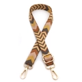 Adjustable woven replacement strap with brown and yellow chevron pattern for crossbody bags - No.8 Khaki Light Brown