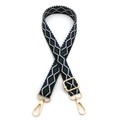 Correa de hombro ajustable con patrón geométrico étnico para bolsos y móviles - Hebilla Dorada / N.º 3 Negro Blanco Verde
